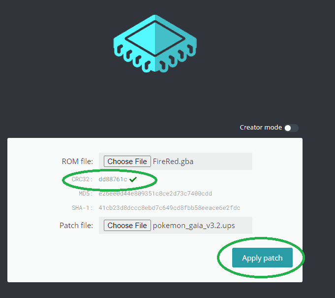 Patch .IPS or .UPS files using ROM Patcher JS