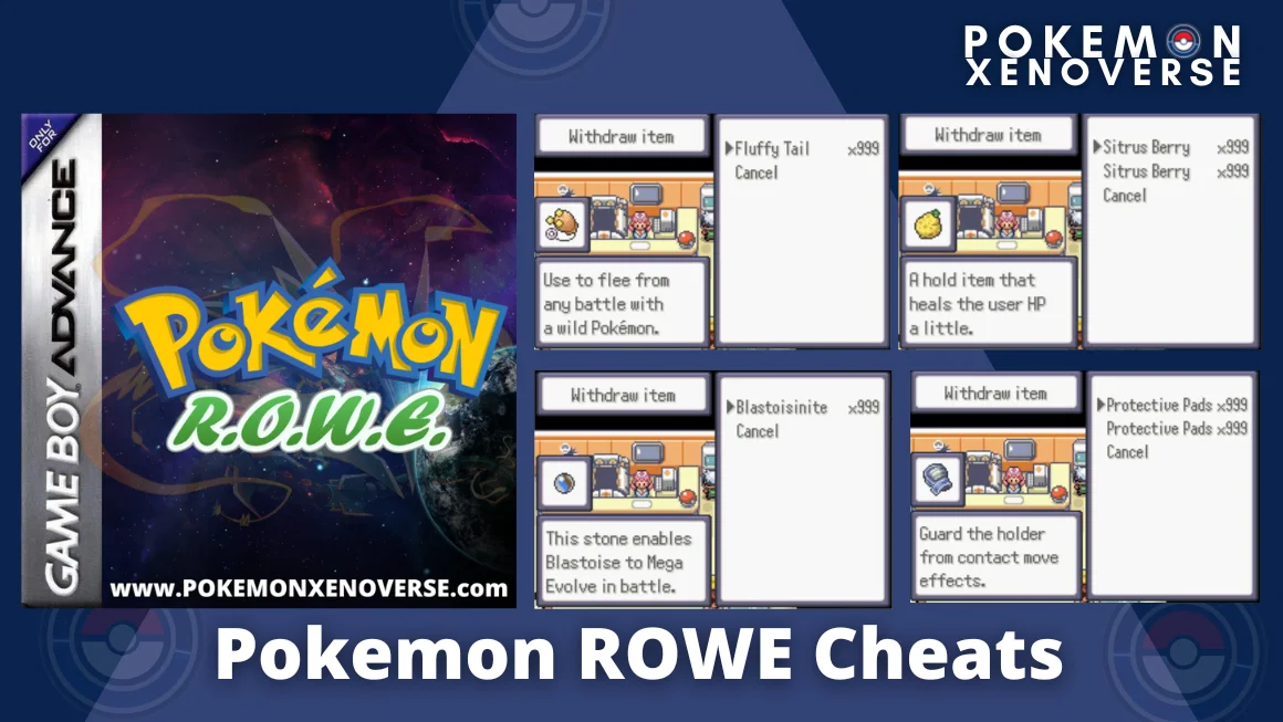 Pokemon ROWE Cheats special cheat activation instructions Pokemon